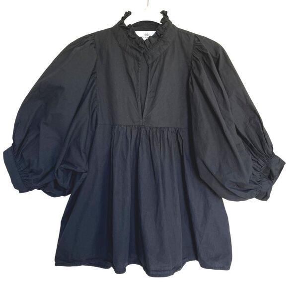 Never A Wallflower Black Poplin High Neck Top NWT - Picture 1 of 5